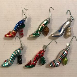 Set Of 6 Department 56 High Heel Glass Christmas Ornaments